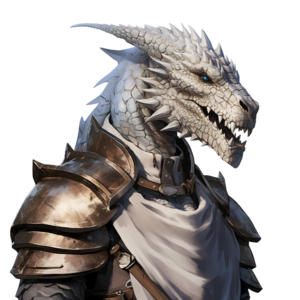 A headshot of Skielstregar in a white shirt and some steel armor. Generated by Midjourney.